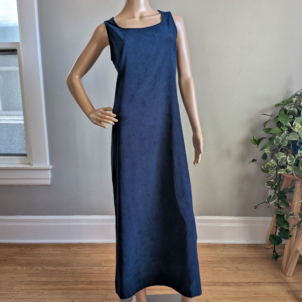 Vintage 90s Jessica Howard Blue Maxi Dress Lagenlook Minimalist Size 10